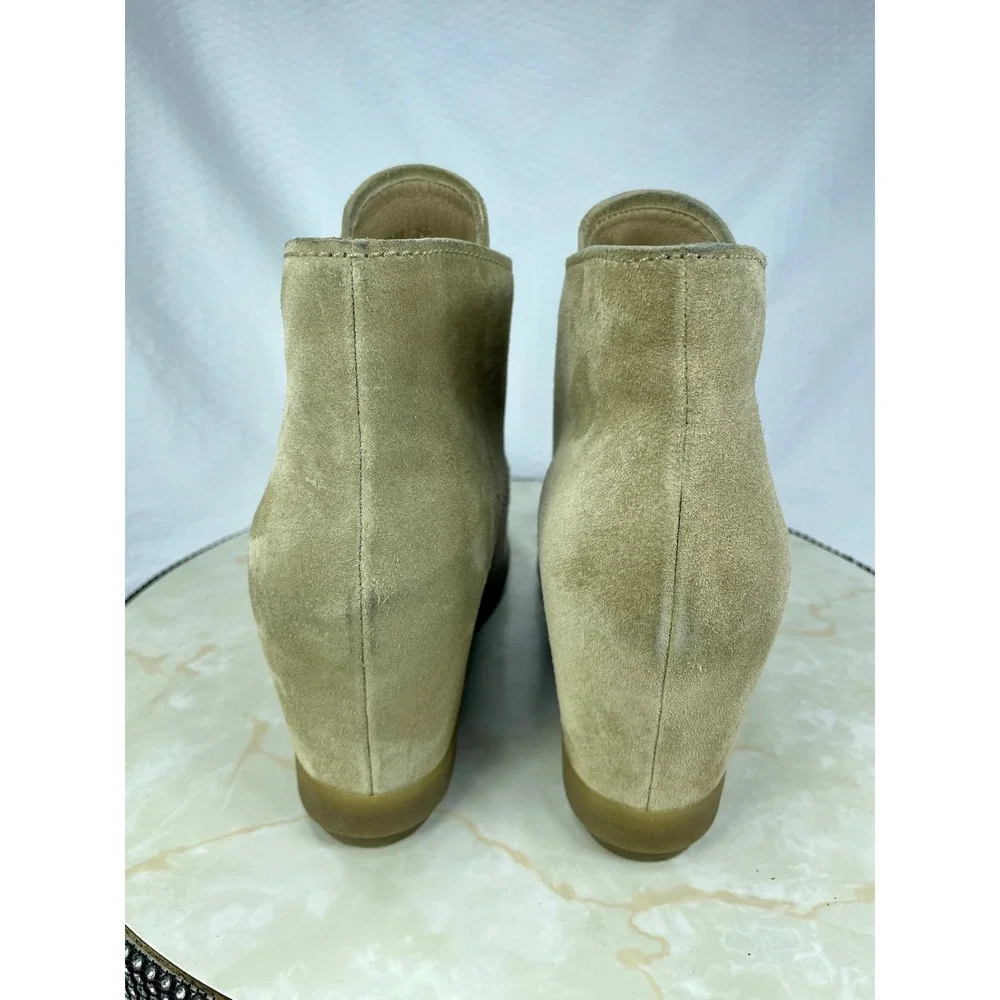 Prada Linea Rossa Suede Lace Up Wedge Booties Womens 9.5 Tan Luxury Chukka Boots